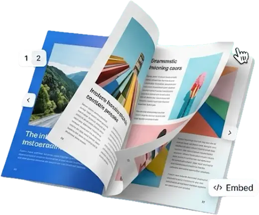 An open flipbook with a page turning